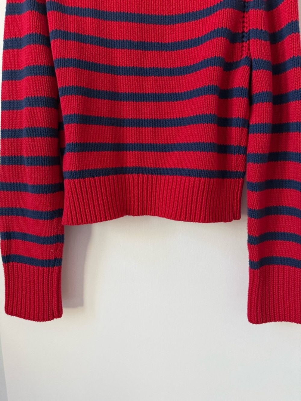 NWT J.Crew Heritage Cotton Rollneck Sweater in Red and Blue Stripe - Picture 9 of 12